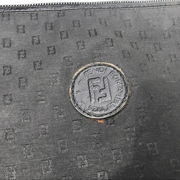 FENDI vintage black clutch Bag zip envelope sleeve - Picture 7 of 7